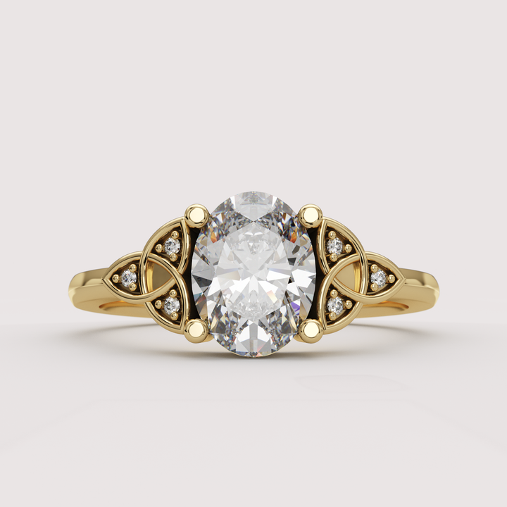 Saoirse - Oval Cut Diamond Celtic Inspired Diamond Set Trinity Knot Made-to-Order Engagement Ring Engagement Rings - Made-to-Order