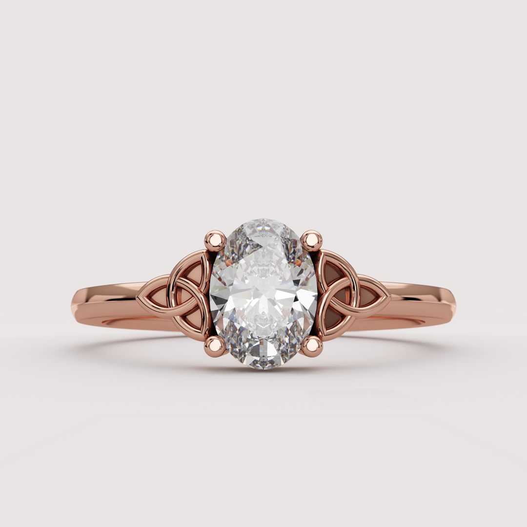 Saoirse - Oval Cut Diamond Celtic Inspired Trinity Knot Made-to-Order Engagement Ring