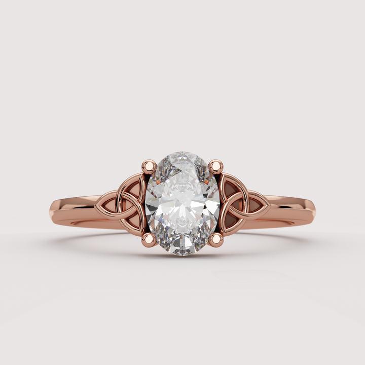 Saoirse - Oval Cut Diamond Celtic Inspired Trinity Knot Made-to-Order Engagement Ring