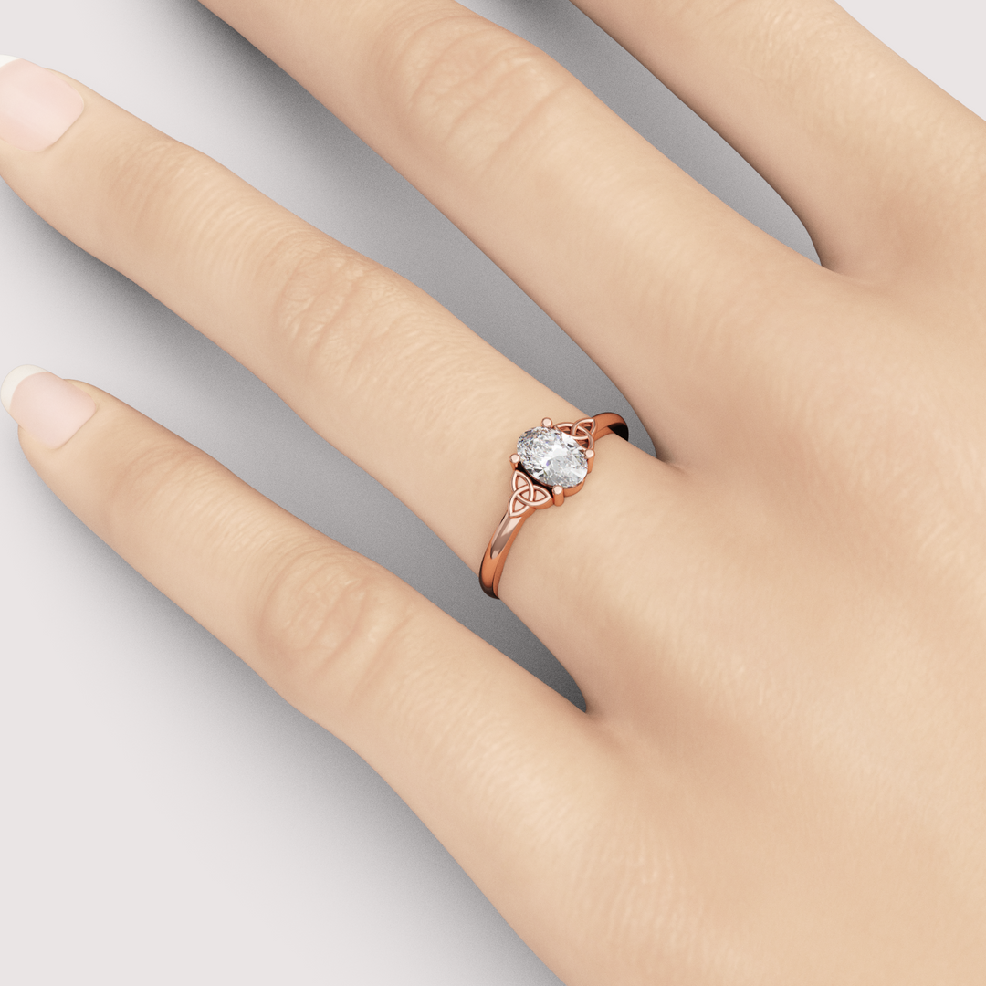 Saoirse - Oval Cut Diamond Celtic Inspired Trinity Knot Made-to-Order Engagement Ring