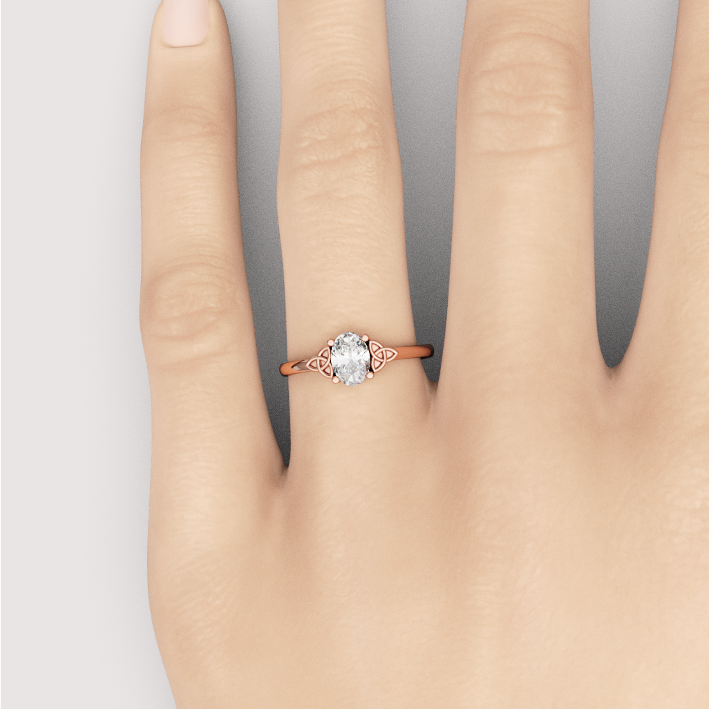 Saoirse - Oval Cut Diamond Celtic Inspired Trinity Knot Made-to-Order Engagement Ring