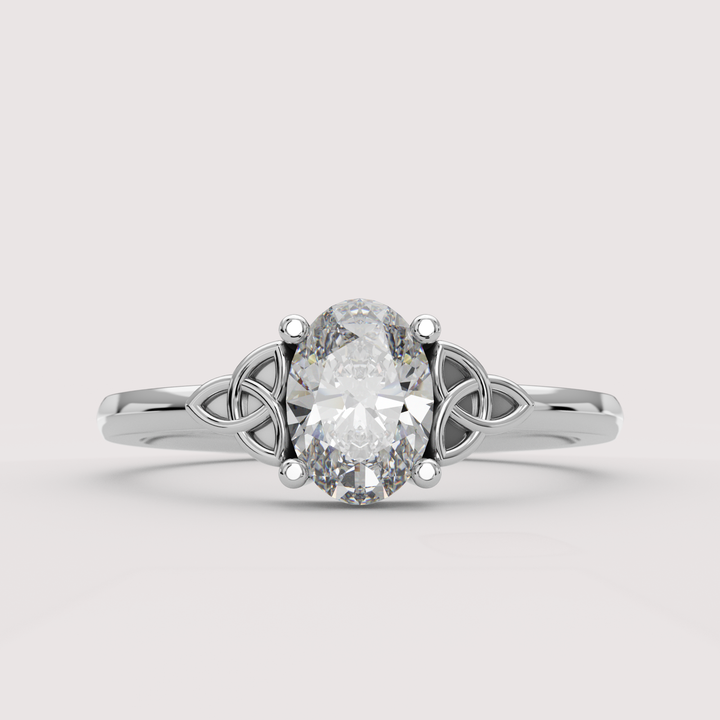 Saoirse - Oval Cut Diamond Celtic Inspired Trinity Knot Made-to-Order Engagement Ring