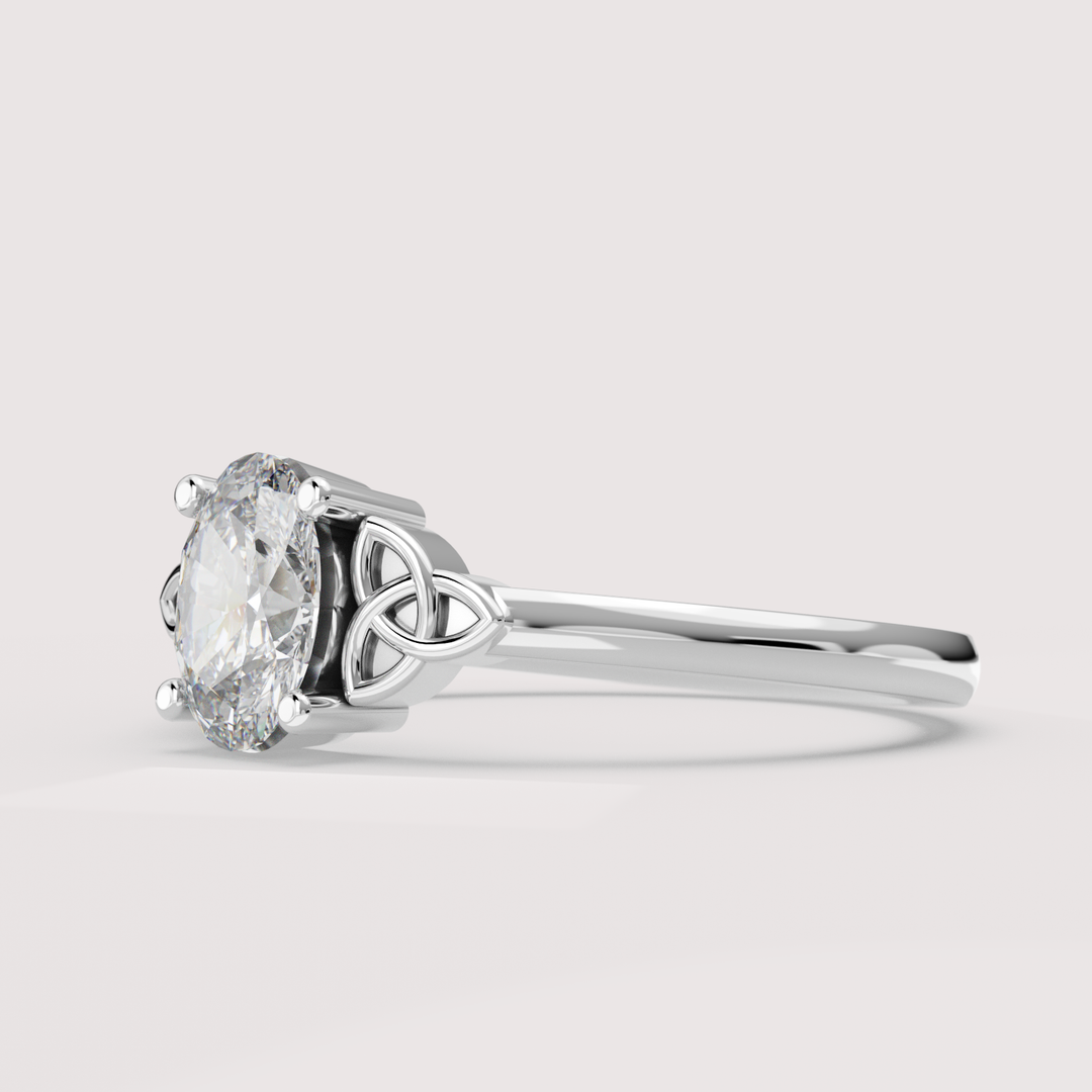Saoirse - Oval Cut Diamond Celtic Inspired Trinity Knot Made-to-Order Engagement Ring