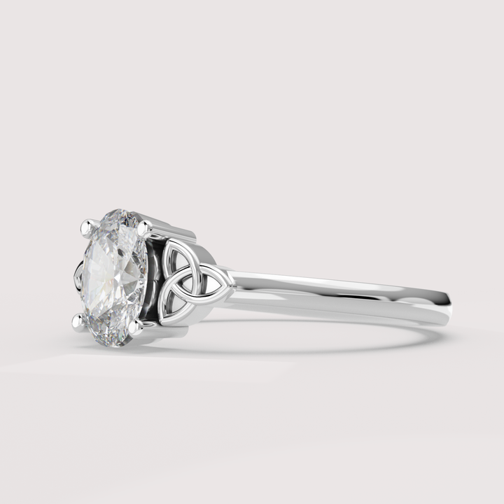 Saoirse - Oval Cut Diamond Celtic Inspired Trinity Knot Made-to-Order Engagement Ring