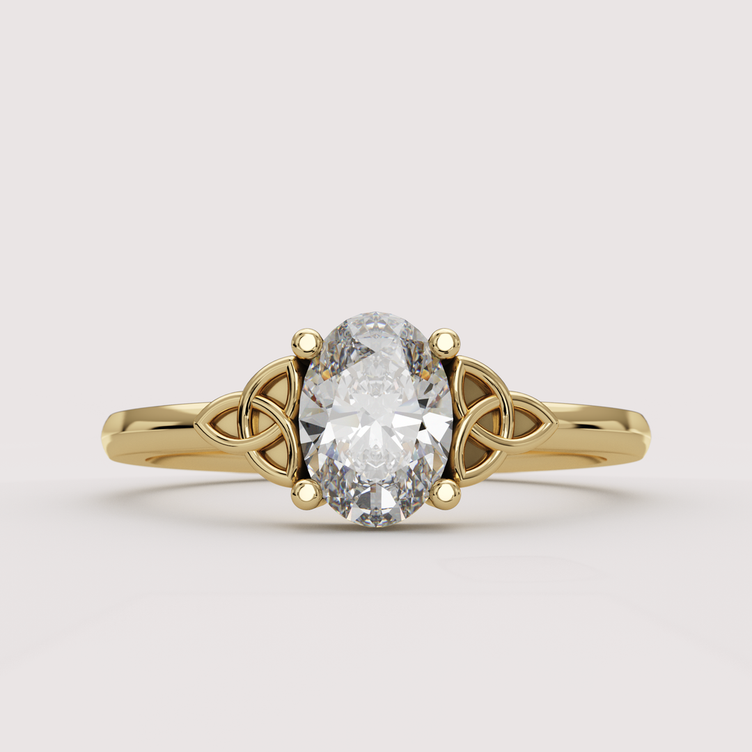 Saoirse - Oval Cut Diamond Celtic Inspired Trinity Knot Made-to-Order Engagement Ring