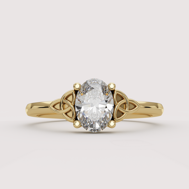 Saoirse - Oval Cut Diamond Celtic Inspired Trinity Knot Made-to-Order Engagement Ring