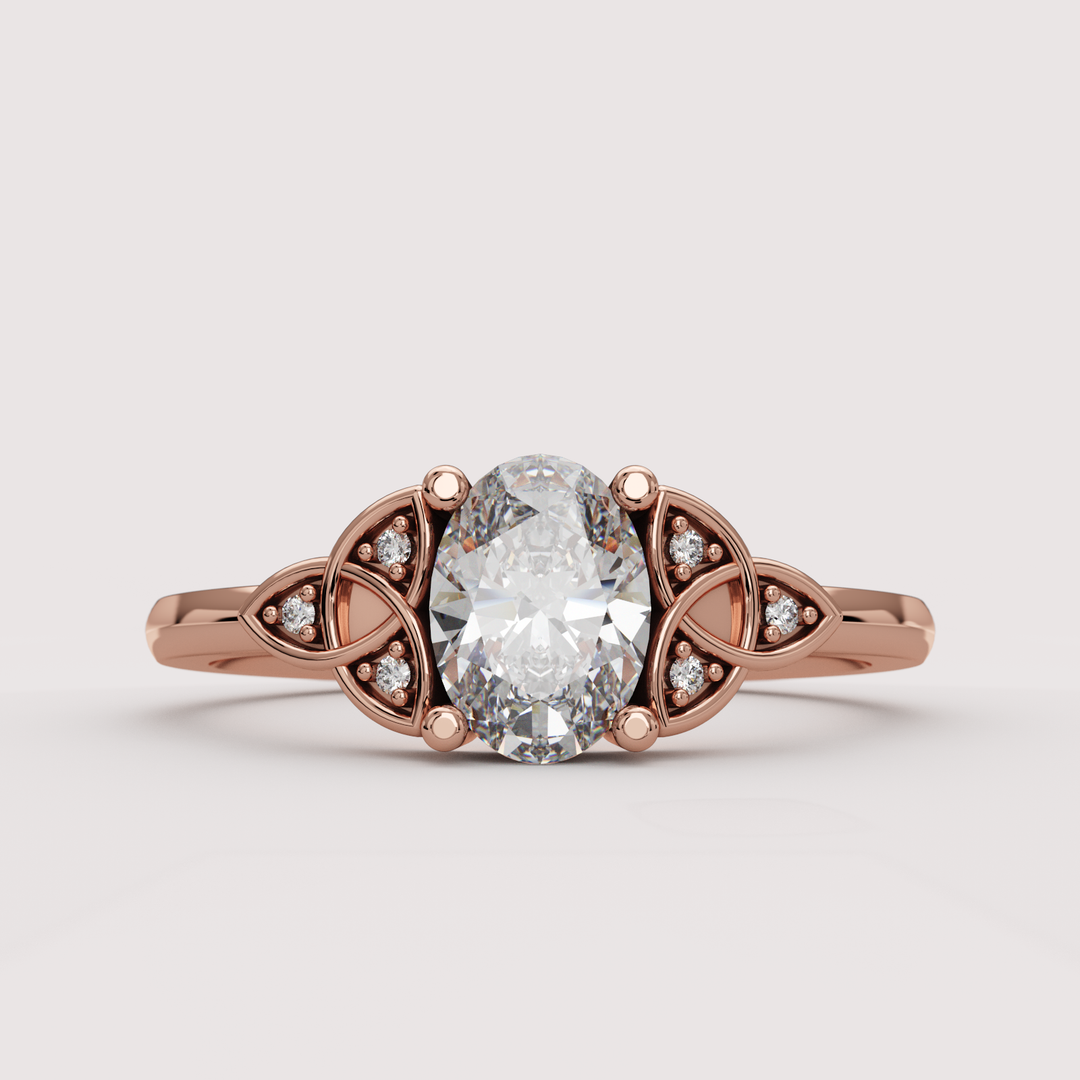 Saoirse - Oval Cut Diamond Celtic Inspired Trinity Knot Made-to-Order Engagement Ring Engagement Rings - Made-to-Order