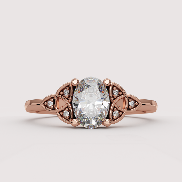 Saoirse - Oval Cut Diamond Celtic Inspired Trinity Knot Made-to-Order Engagement Ring Engagement Rings - Made-to-Order