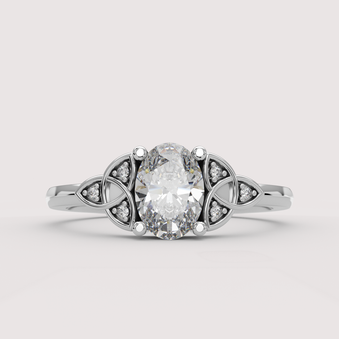 Saoirse - Oval Cut Diamond Celtic Inspired Trinity Knot Made-to-Order Engagement Ring Engagement Rings - Made-to-Order
