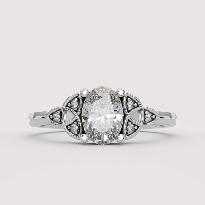 Saoirse - Oval Cut Diamond Celtic Inspired Trinity Knot Made-to-Order Engagement Ring Engagement Rings - Made-to-Order