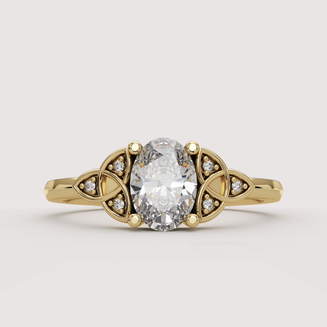 Saoirse - Oval Cut Diamond Celtic Inspired Trinity Knot Made-to-Order Engagement Ring Engagement Rings - Made-to-Order