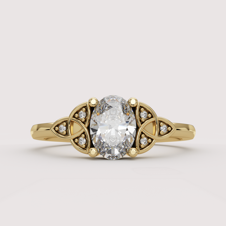 Saoirse - Oval Cut Diamond Celtic Inspired Trinity Knot Made-to-Order Engagement Ring Engagement Rings - Made-to-Order