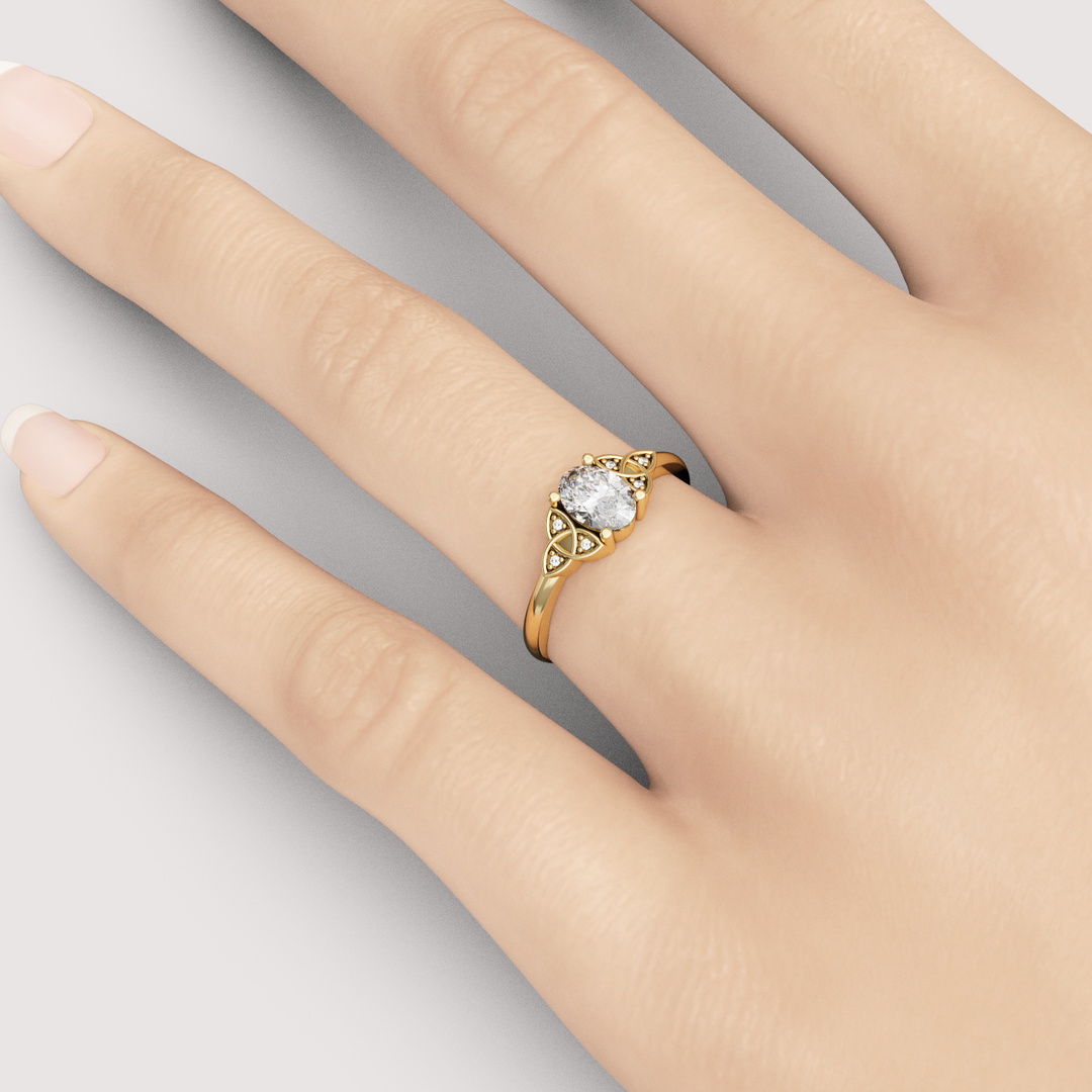 Saoirse - Oval Cut Diamond Celtic Inspired Trinity Knot Made-to-Order Engagement Ring Engagement Rings - Made-to-Order