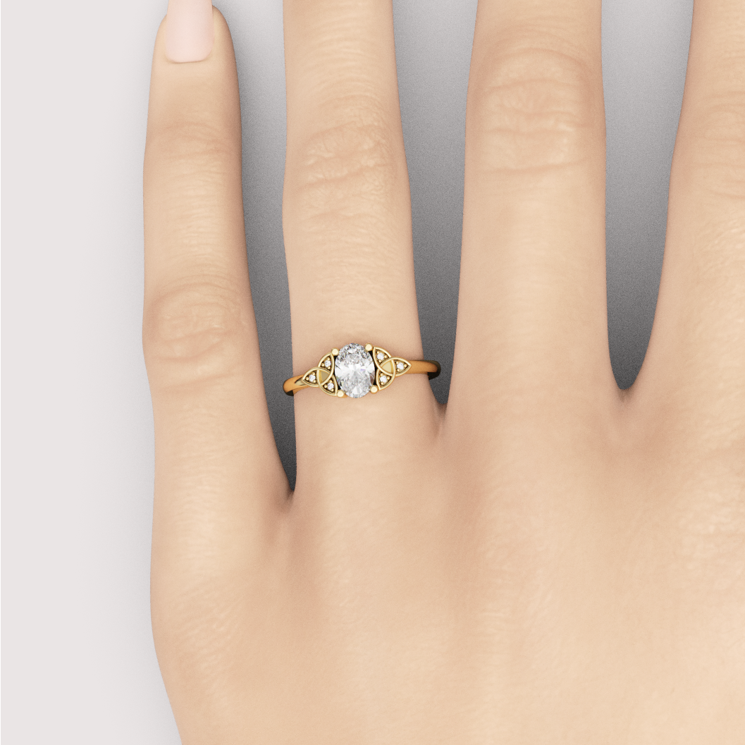 Saoirse - Oval Cut Diamond Celtic Inspired Trinity Knot Made-to-Order Engagement Ring Engagement Rings - Made-to-Order