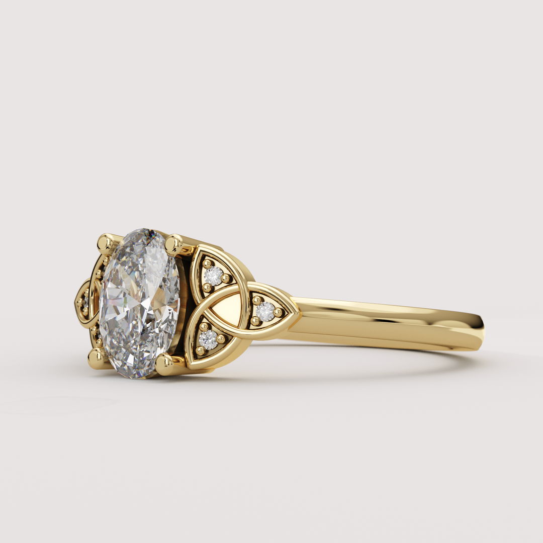 Saoirse - Oval Cut Diamond Celtic Inspired Trinity Knot Made-to-Order Engagement Ring Engagement Rings - Made-to-Order