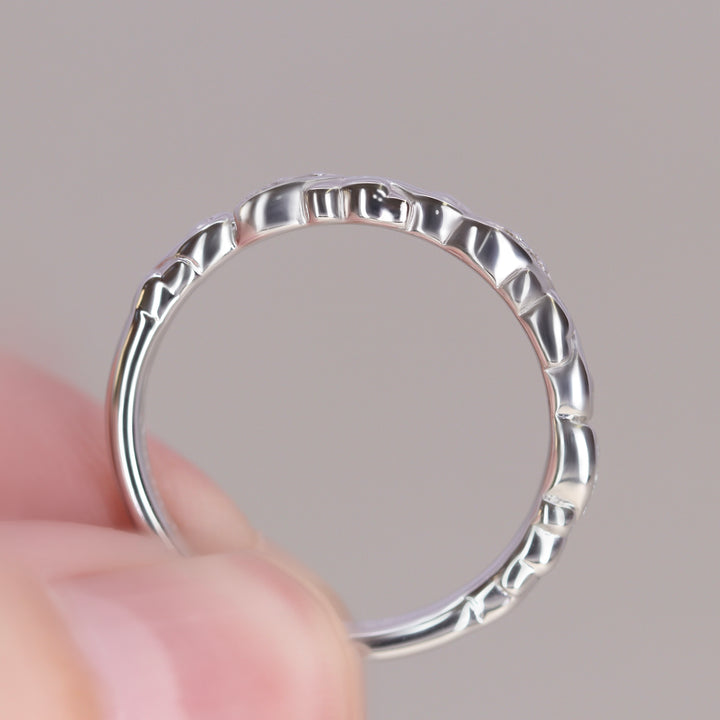 Serena - Diamond Set Flowing Scroll Vintage Style Wedding Ring - Made-to-Order Wedding Rings - Made-to-Order