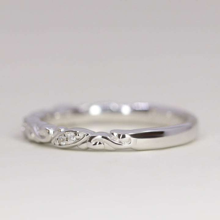 Serena - Diamond Set Flowing Scroll Vintage Style Wedding Ring - Made-to-Order Wedding Rings - Made-to-Order