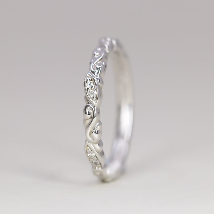 Serena - Diamond Set Flowing Scroll Vintage Style Wedding Ring - Made-to-Order Wedding Rings - Made-to-Order