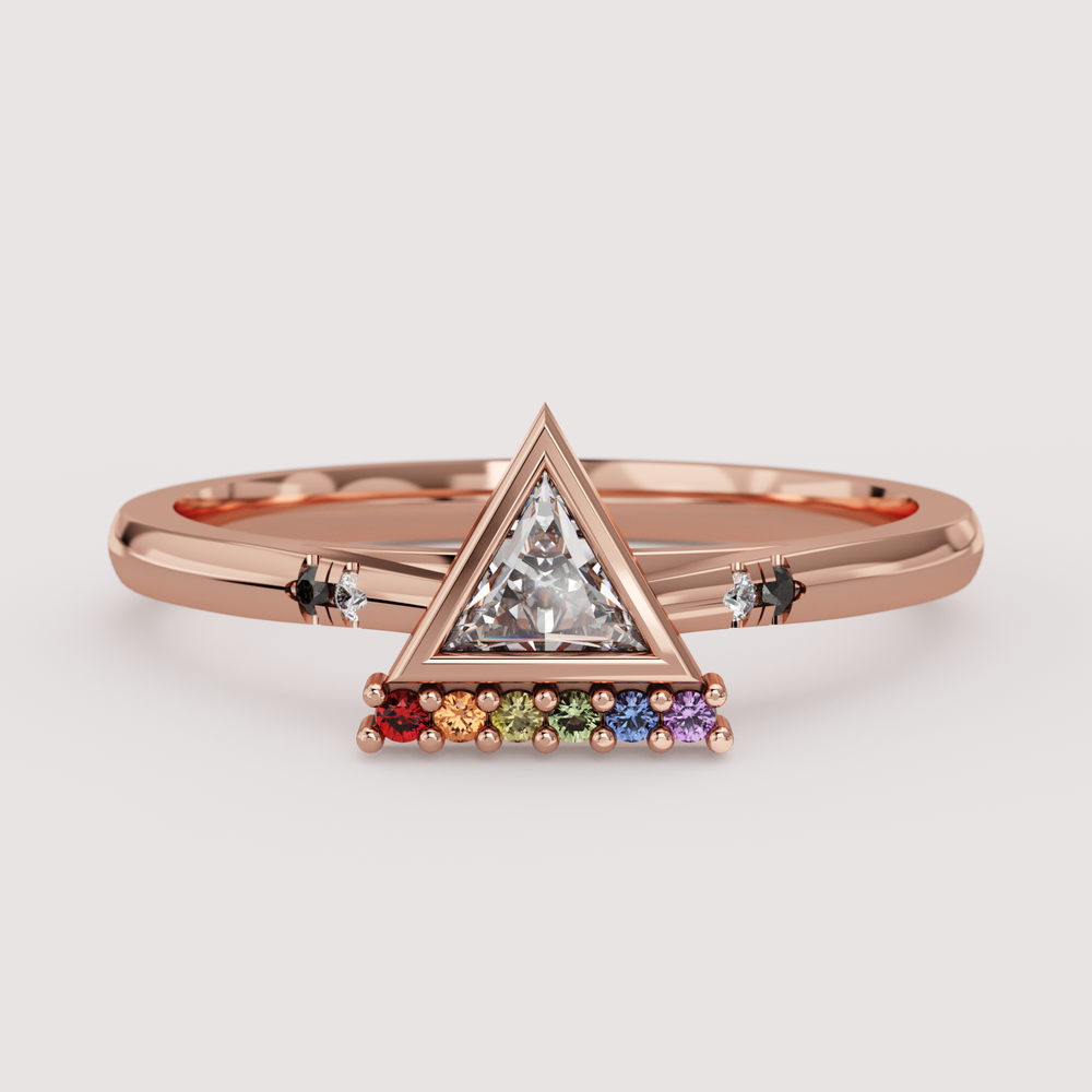 Stefani - Ally Flag Inspired Trilliant Diamond Rainbow Gemstone Engagement or Dress Ring Engagement Rings - Price On Application