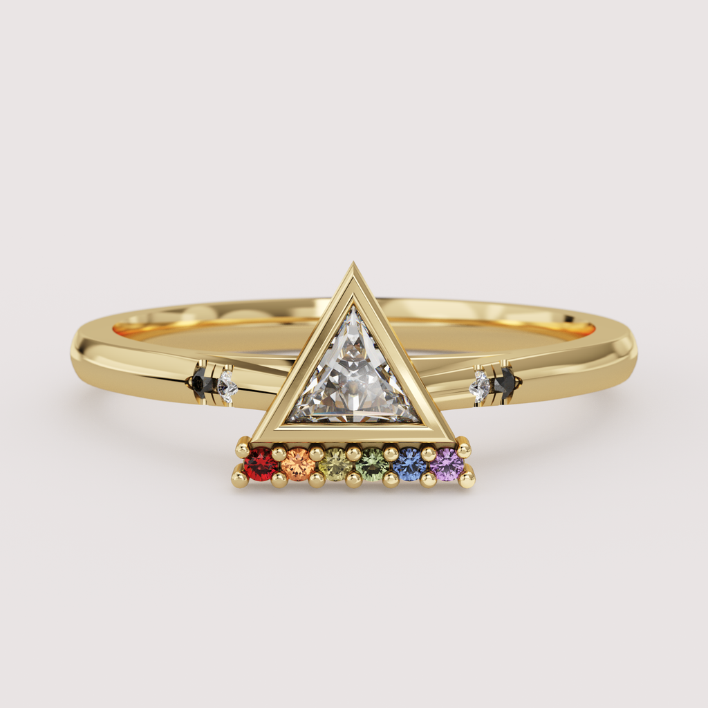 Stefani - Ally Flag Inspired Trilliant Diamond Rainbow Gemstone Engagement or Dress Ring Engagement Rings - Price On Application