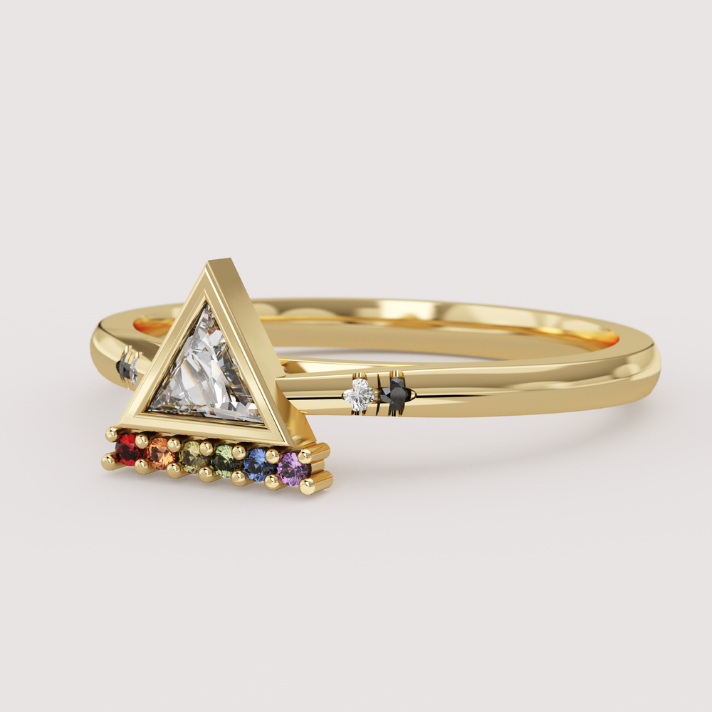 Stefani - Ally Flag Inspired Trilliant Diamond Rainbow Gemstone Engagement or Dress Ring Engagement Rings - Price On Application