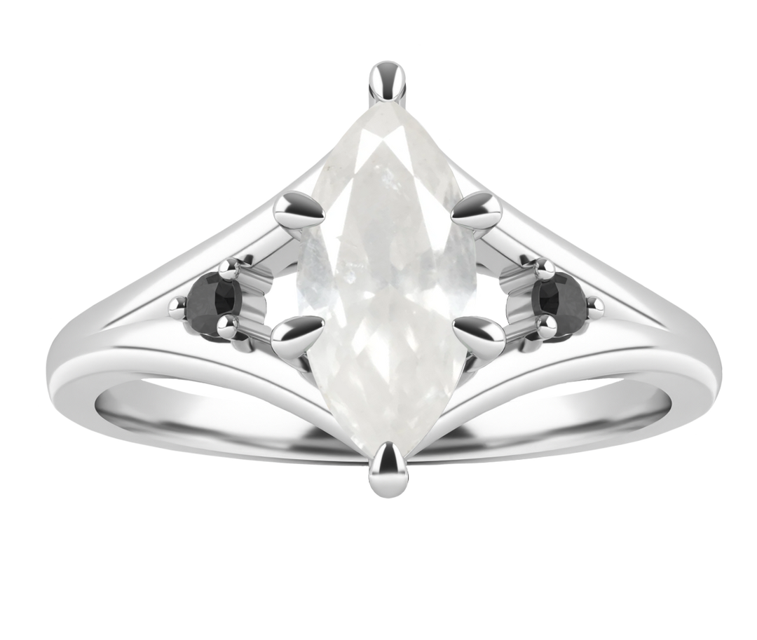 Stevie - The Taylor Collection - Salt & Pepper Marquise Diamond and Black Diamond Split Shank Engagement Ring - Custom Made-to-Order Design