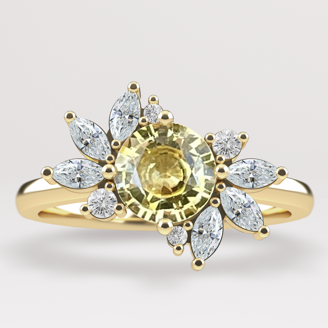 Abi - The Taylor Collection - Yellow Sapphire Cluster Engagement Ring Engagement Rings - Price On Application