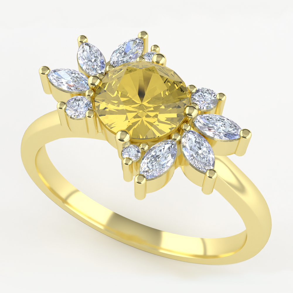 Abi - The Taylor Collection - Yellow Sapphire Cluster Engagement Ring Engagement Rings - Price On Application