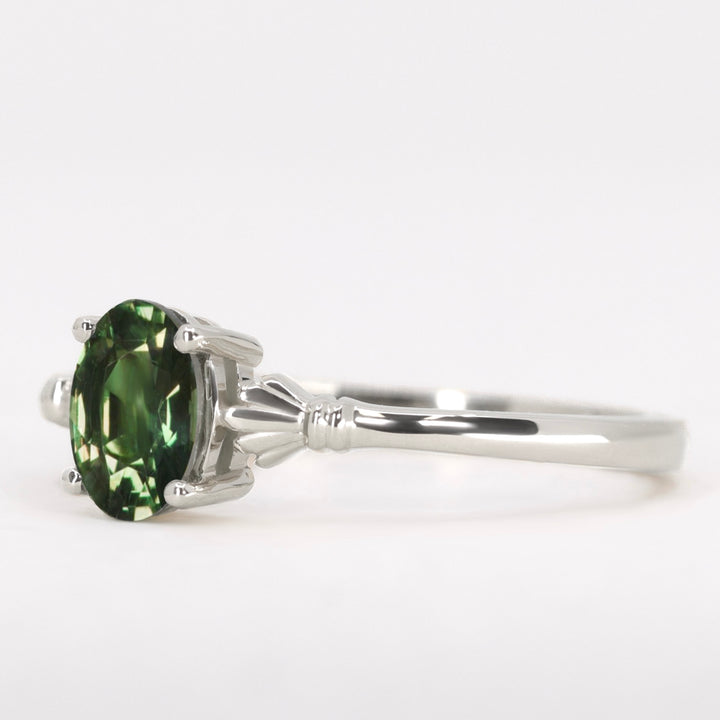 Tilly - Oval Cut Green Tourmaline Art Deco Solitaire Made-to-Order Engagement Ring Engagement Rings - Made-to-Order