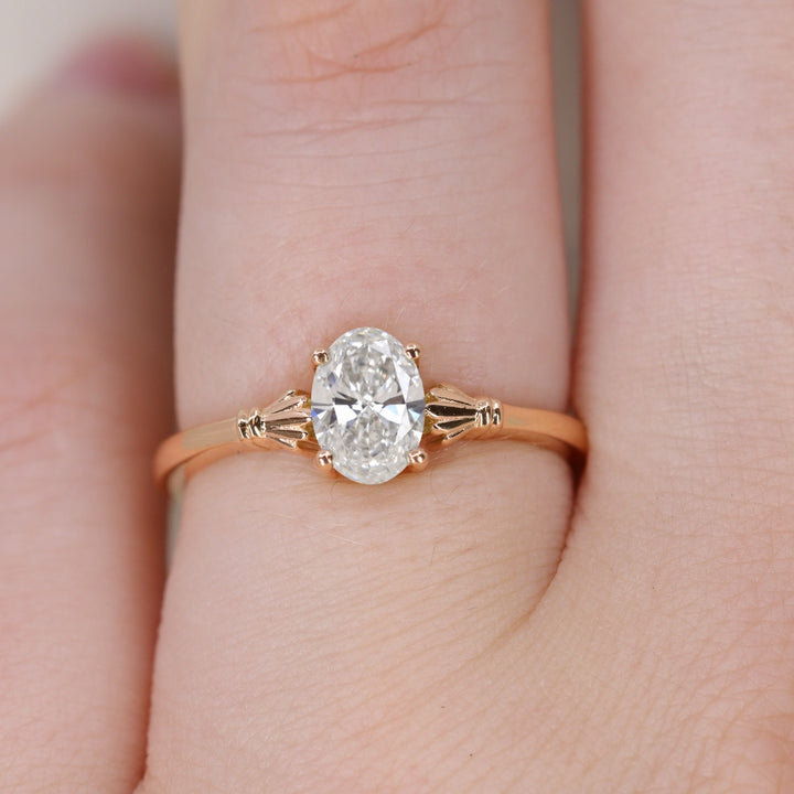 Tilly - Oval Cut Lab Grown Diamond Art Deco Solitaire Made-to-Order Engagement Ring