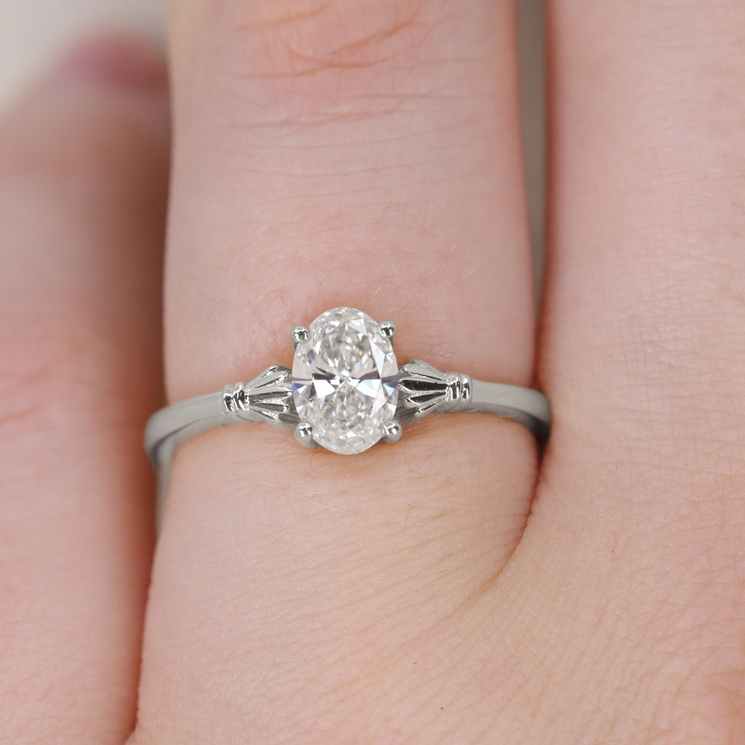 Tilly - Oval Cut Lab Grown Diamond Art Deco Solitaire Made-to-Order Engagement Ring