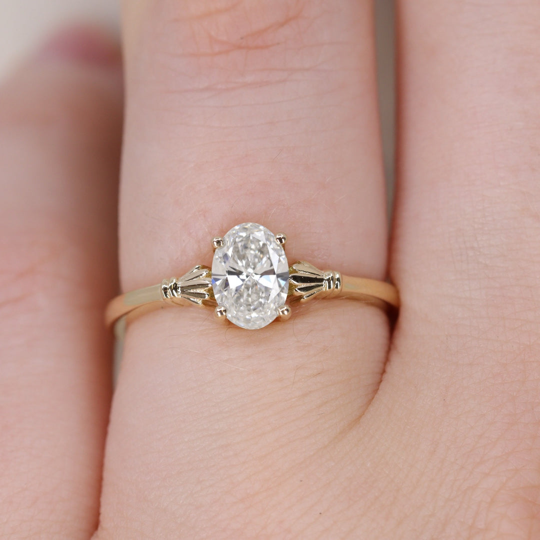Tilly - Oval Cut Lab Grown Diamond Art Deco Solitaire Made-to-Order Engagement Ring