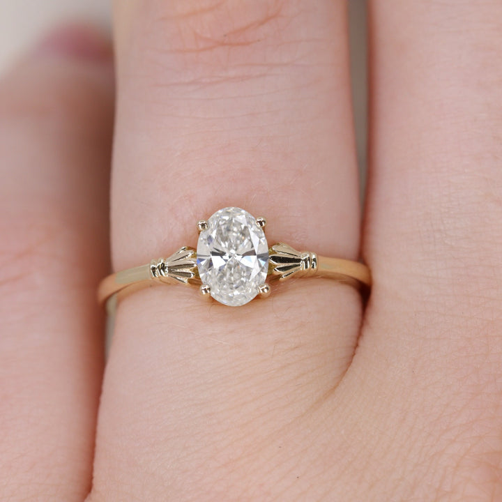 Tilly - Oval Cut Lab Grown Diamond Art Deco Solitaire Made-to-Order Engagement Ring
