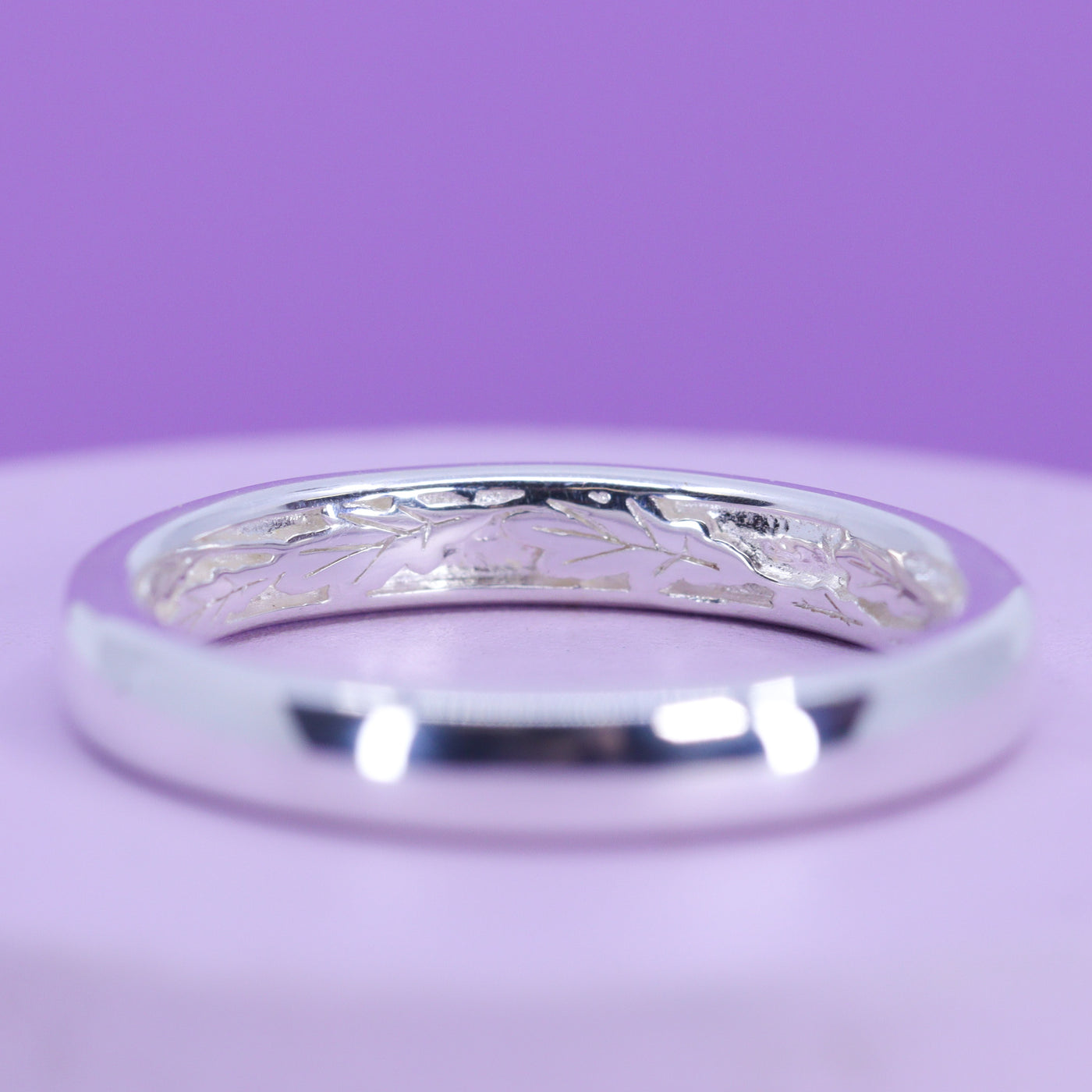 Xander - Slim Hidden Leaves Wedding Ring Mens (3mm wide) - Made-to-Order