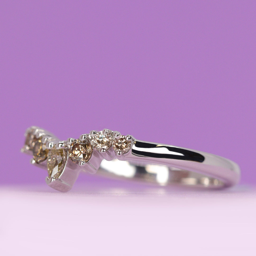 Emma Champagne Diamond Tiara Wedding Ring - Made-To-Order