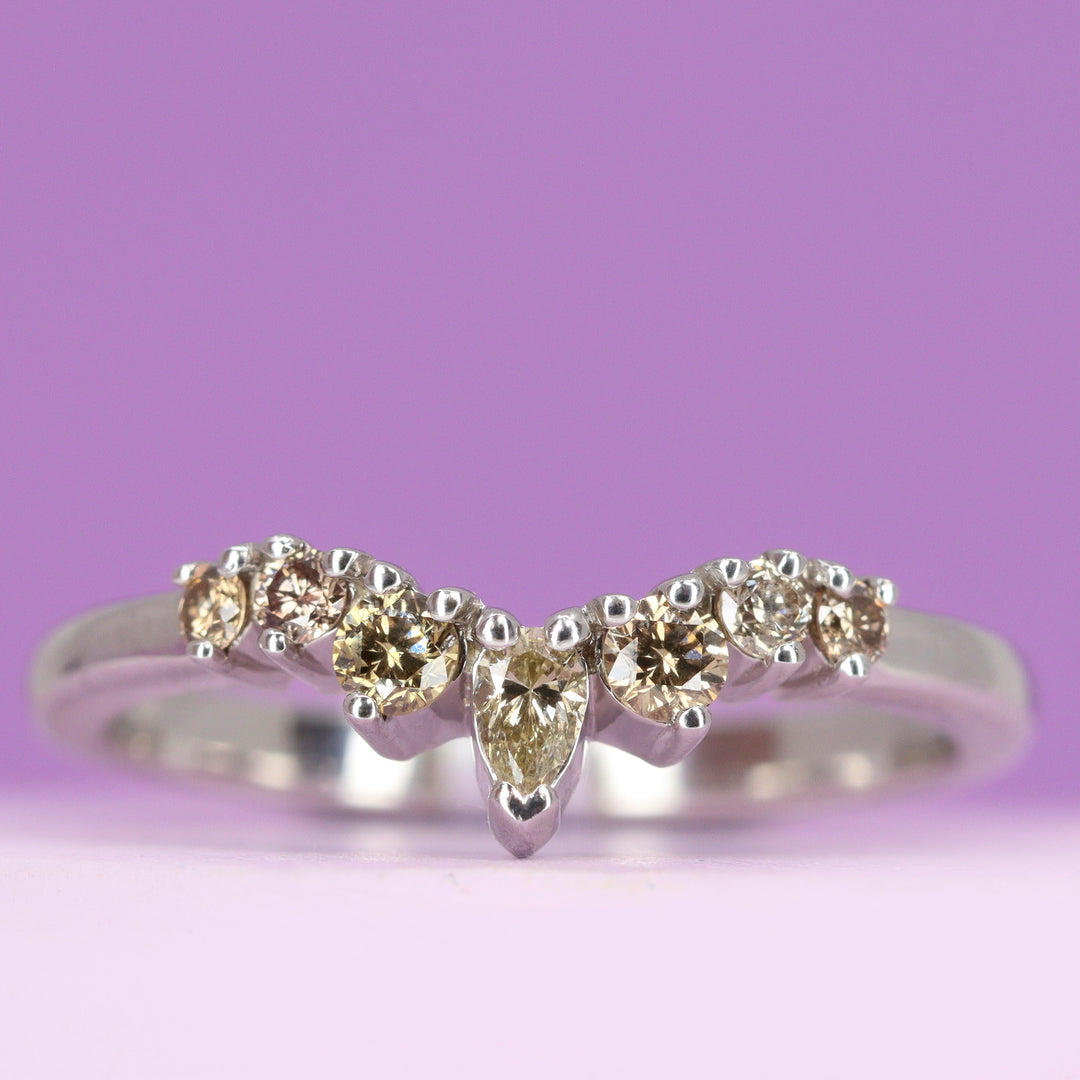 Emma Champagne Diamond Tiara Wedding Ring - Made-To-Order