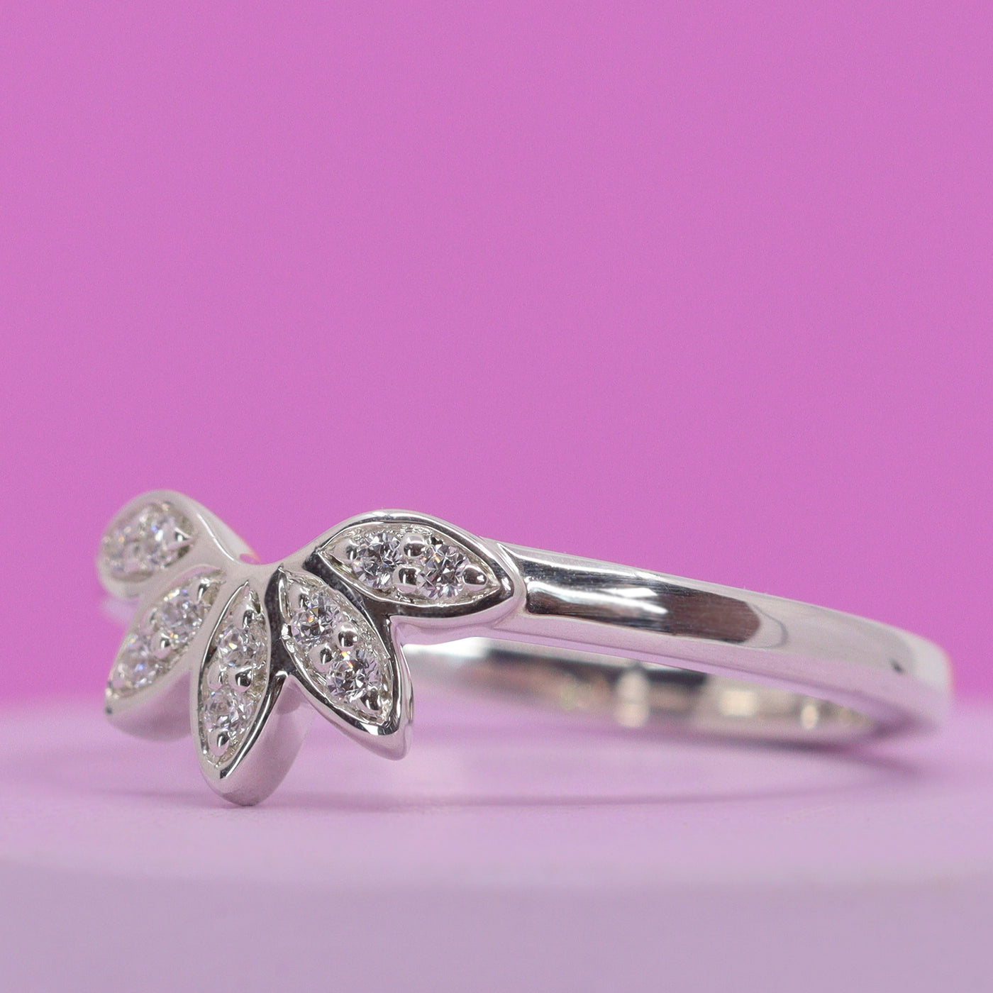 Beatrice - Petals Floral Diamond Set Tiara Style Wedding Ring - Made-to-Order