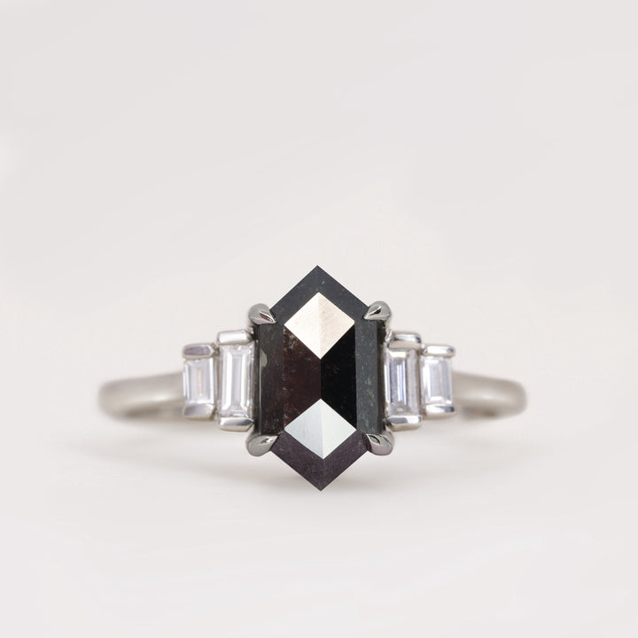 Erin - Salt & Pepper Diamond Art Deco Ring Engagement Rings - Price On Application