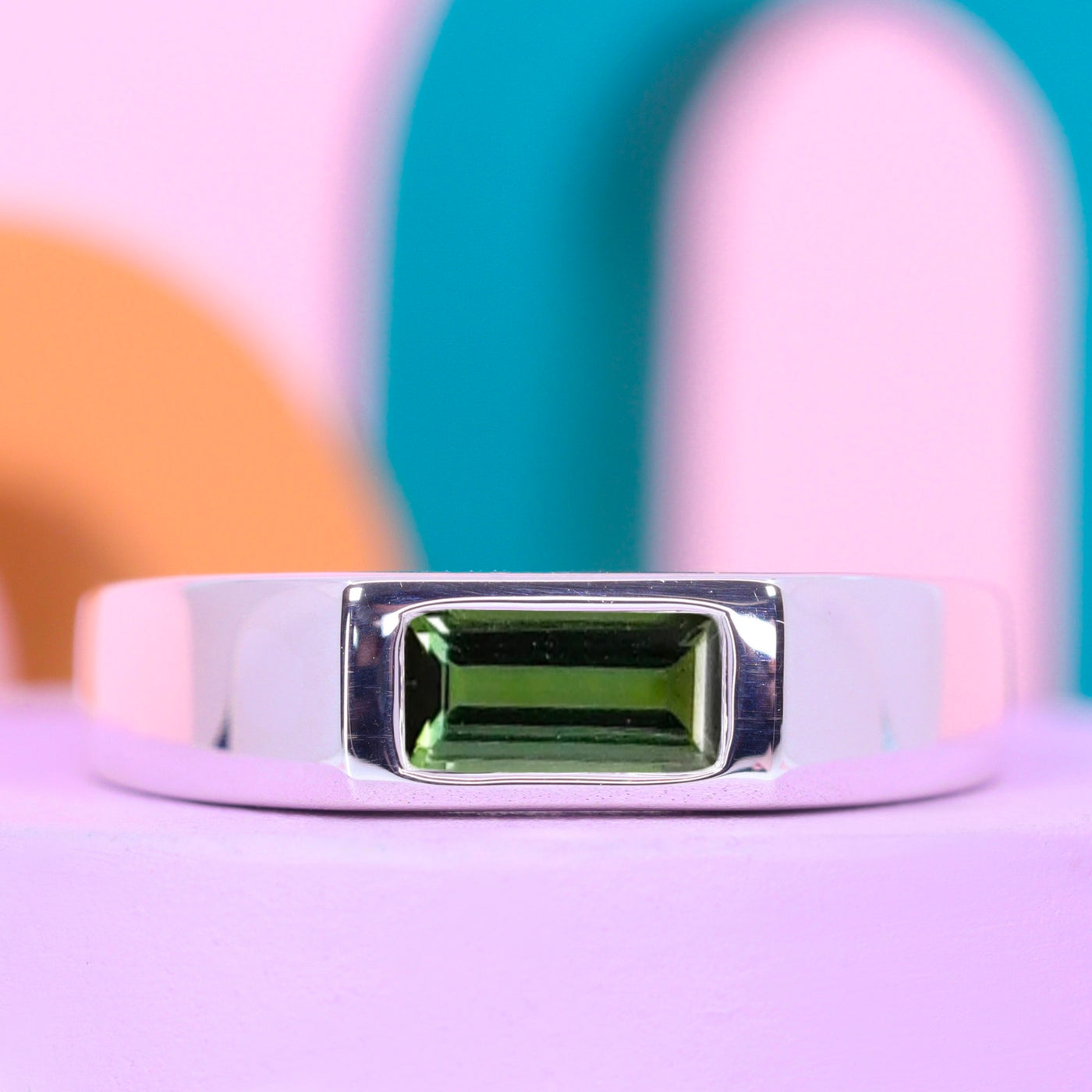 Emerson - The Euphoria Collection - Baguette Cut Green Tourmaline East to West Solitaire Ring - Made-to-Order