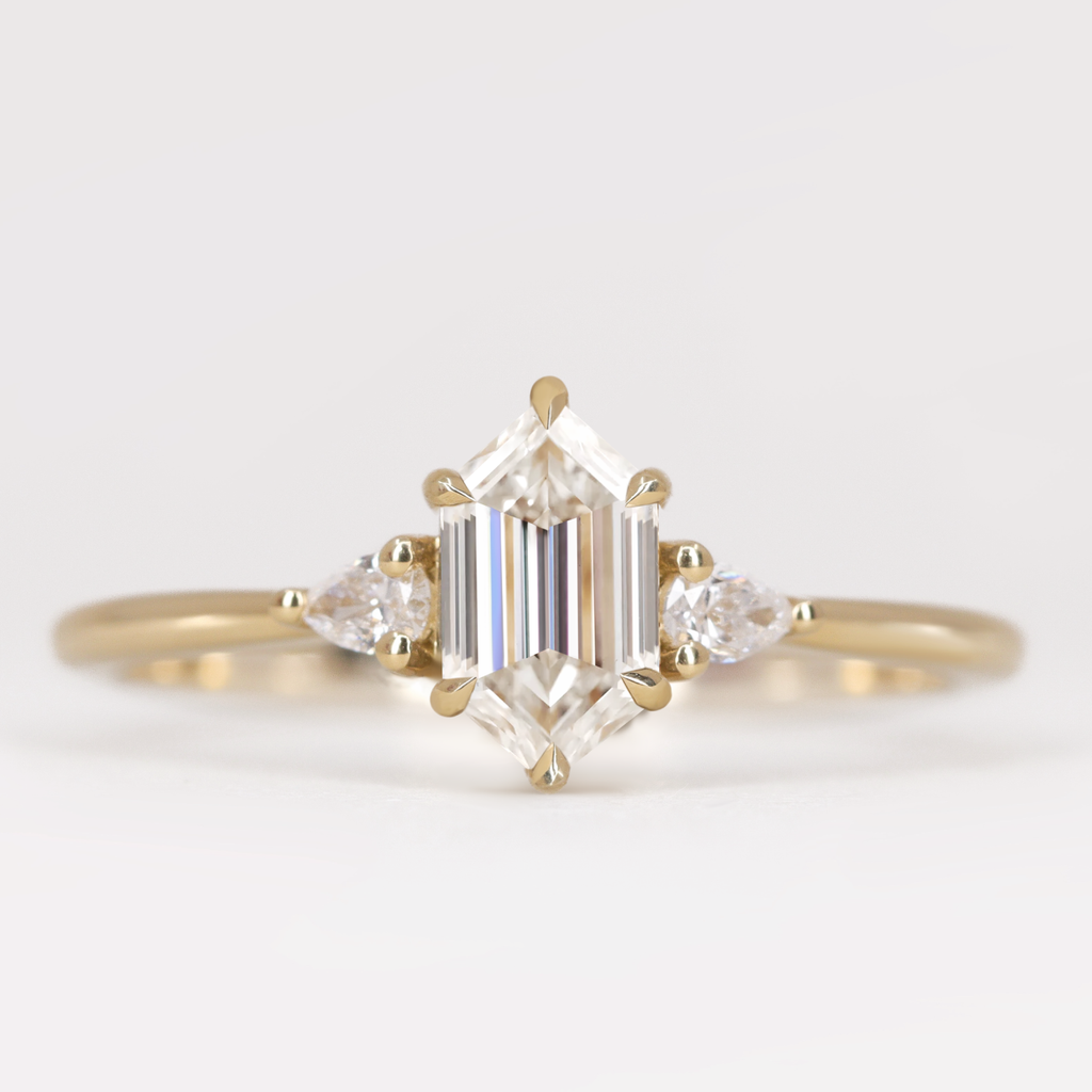 Elspeth - Hexagon Lab Grown Diamond Trilogy Custom Engagement Ring Engagement Rings - Price On Application