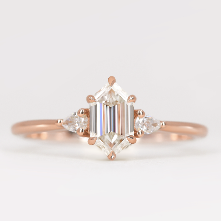 Elspeth - Elongated Hexagon Lab Grown Diamond Trilogy Engagement Ring Engagement Rings - Price On Application