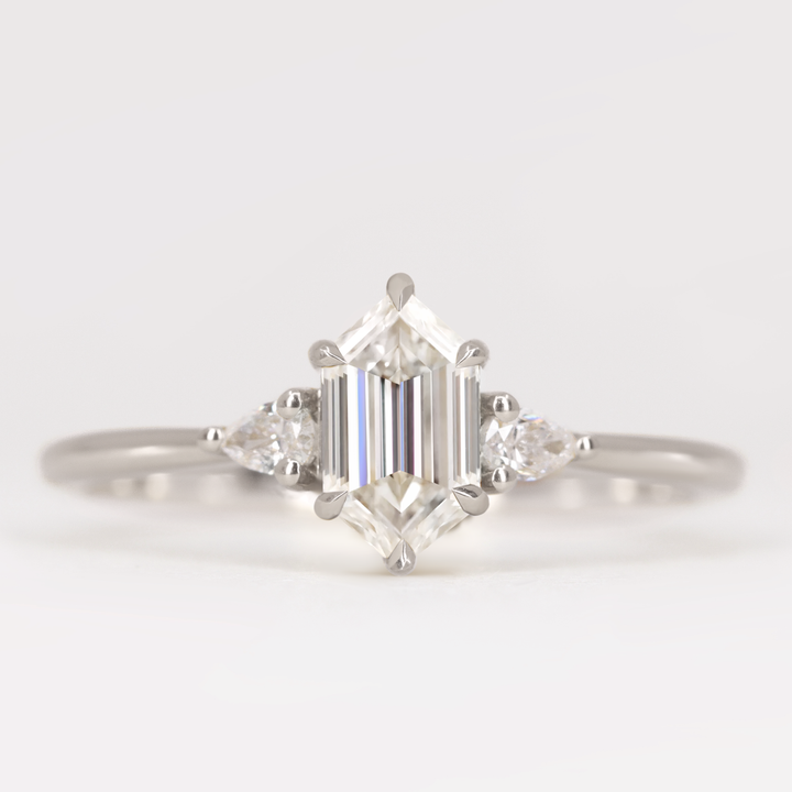 Elspeth - Elongated Hexagon Lab Grown Diamond Trilogy Engagement Ring Engagement Rings - Price On Application
