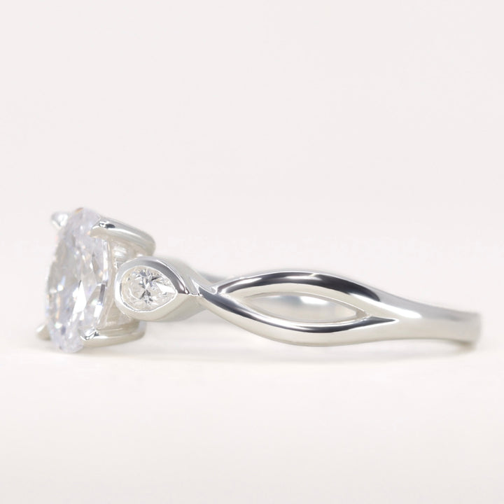Evangeline - Oval Cut Lab Grown Diamond Trilogy Engagement Ring Engagement Rings - Made-to-Order