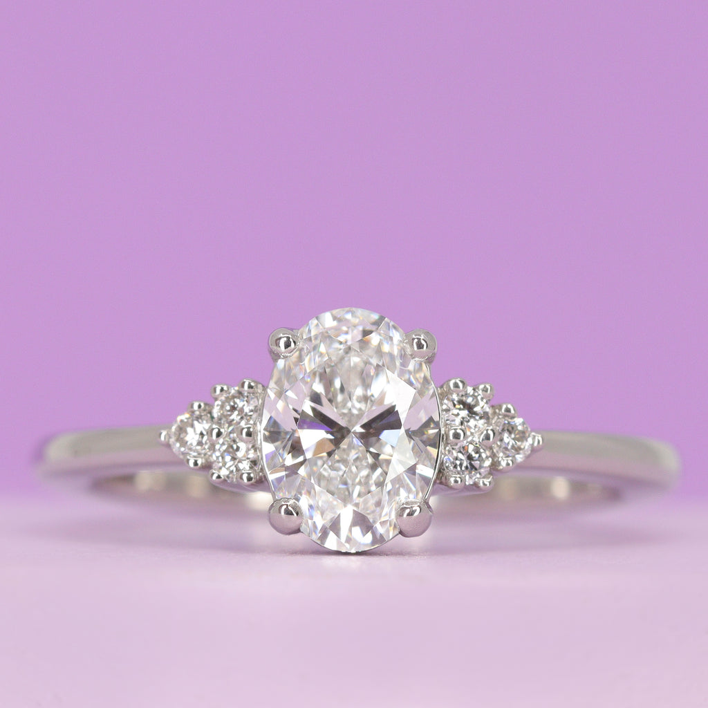 Henrietta - Oval Cut Lab Grown Diamond Cluster Engagement Ring