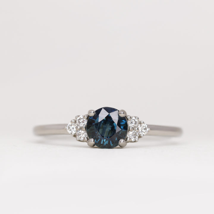 Henrietta - Round Blue Sapphire Cluster Engagement Ring