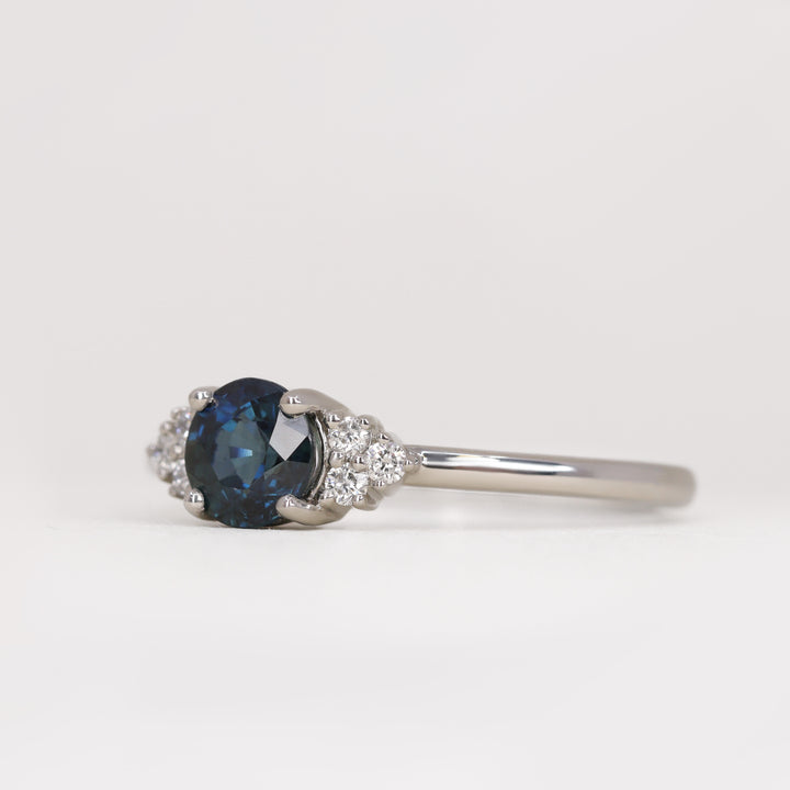 Henrietta - Round Blue Sapphire Cluster Engagement Ring