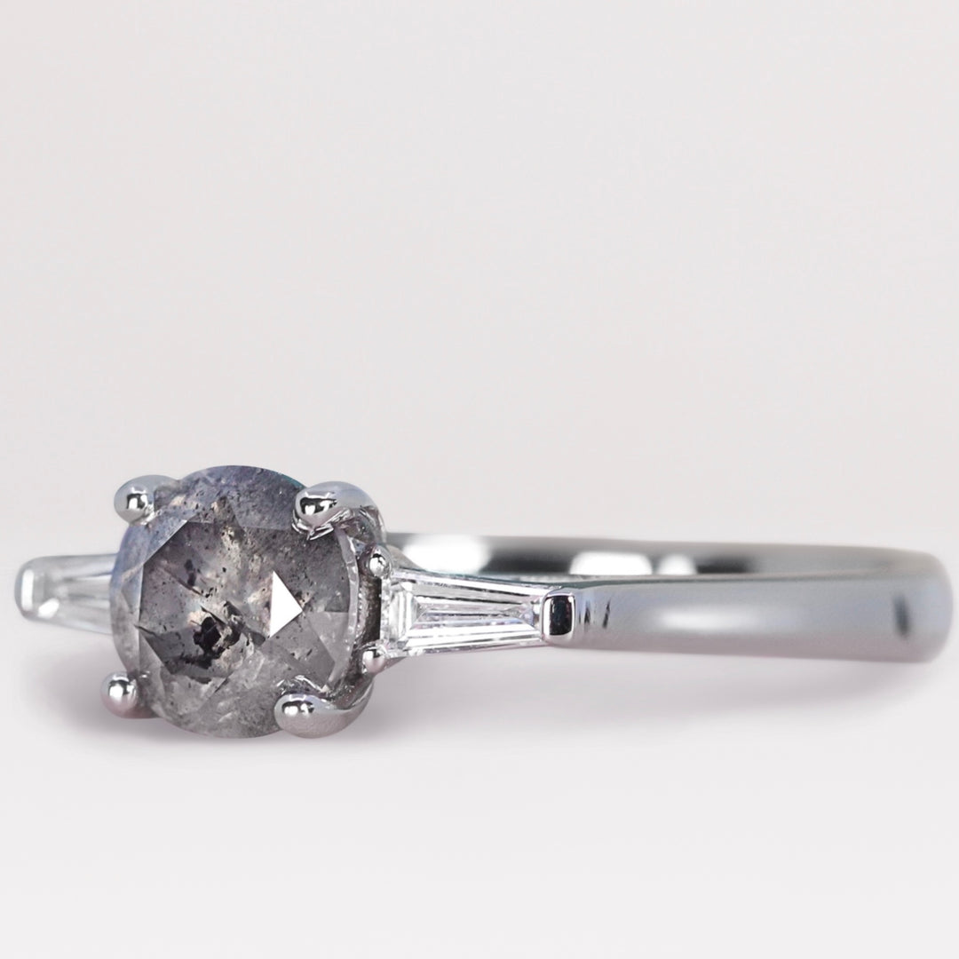 Harper - Round Salt and Pepper Diamond and Tapered Baguette Diamond Trilogy Ring