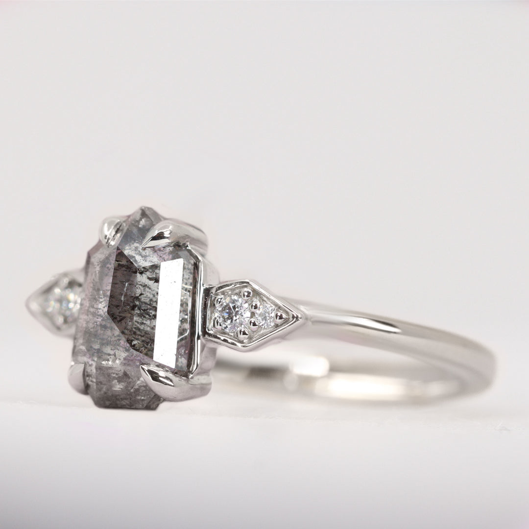 Morticia - Geometric Salt and Pepper Diamond Engagement Ring