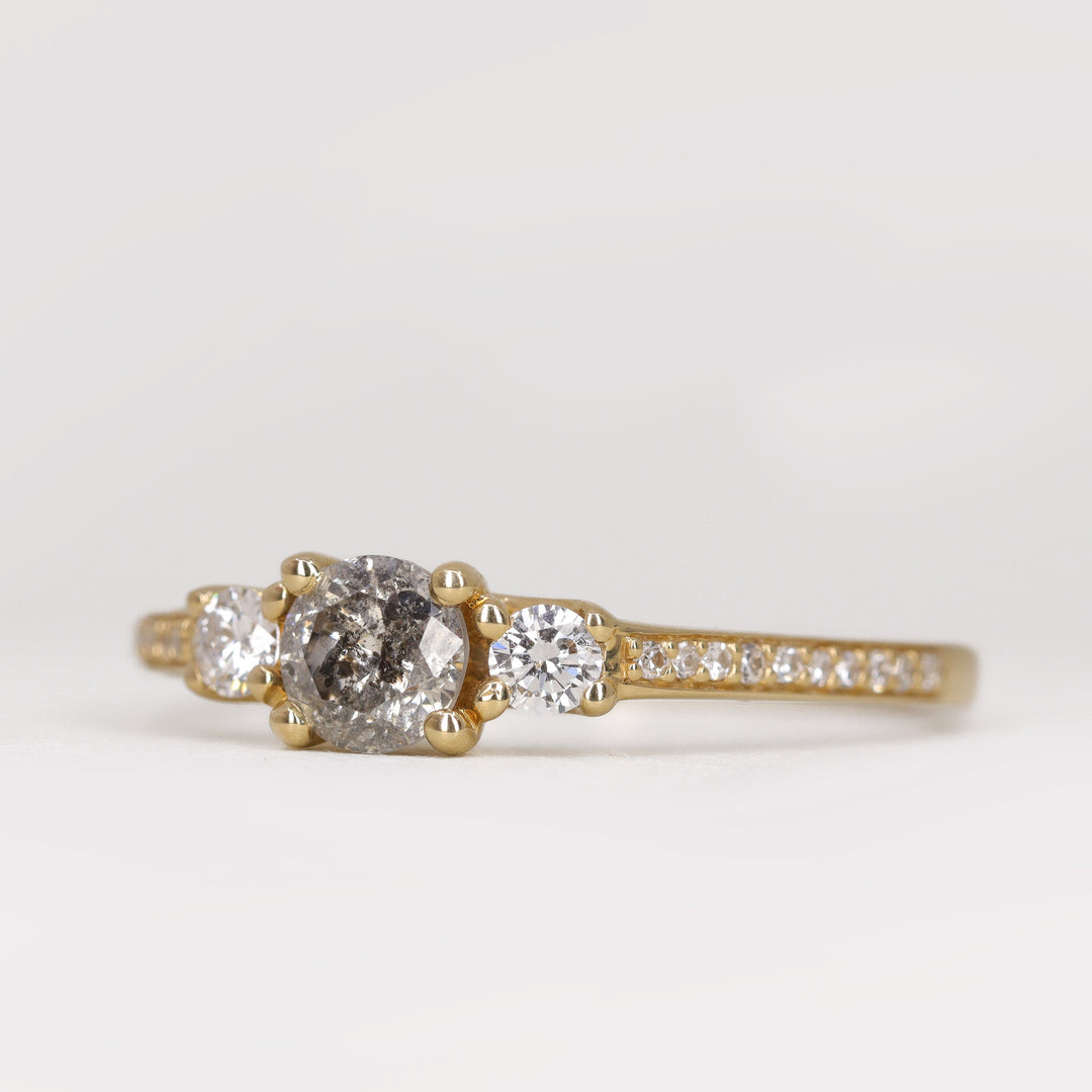 Callie - Salt and Pepper Diamond Trilogy Engagement Ring in Yellow Gold - Ready-to-Wear