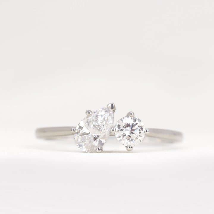 Juno - Pear & Round Solar Lab Grown Diamond Toi et Moi Engagement Ring - Ready-to-Wear